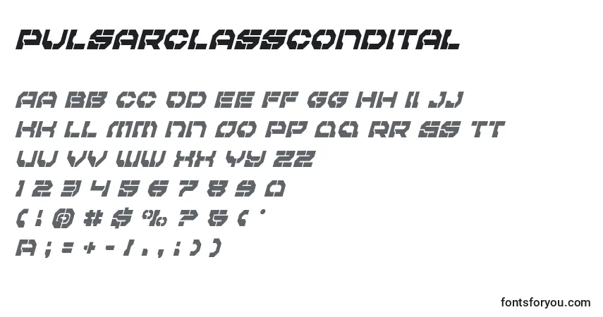A fonte Pulsarclasscondital – alfabeto, números, caracteres especiais