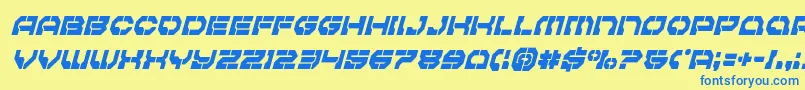 フォントPulsarclasscondital – 青い文字が黄色の背景にあります。