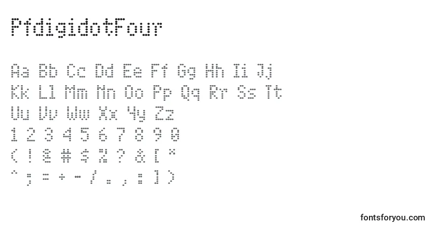 Czcionka PfdigidotFour – alfabet, cyfry, specjalne znaki
