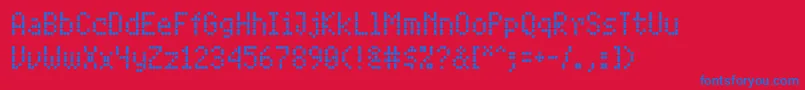 PfdigidotFour-Schriftart – Blaue Schriften auf rotem Hintergrund