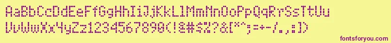 Czcionka PfdigidotFour – fioletowe czcionki na żółtym tle