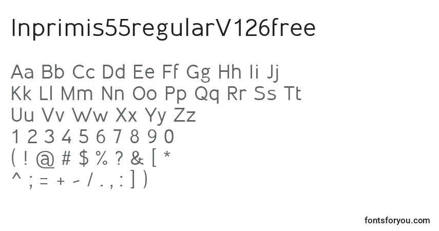 Schriftart Inprimis55regularV126free – Alphabet, Zahlen, spezielle Symbole