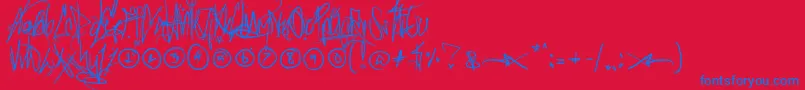 SickcapitalViceOtf-Schriftart – Blaue Schriften auf rotem Hintergrund