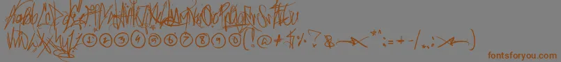 フォントSickcapitalViceOtf – 茶色の文字が灰色の背景にあります。