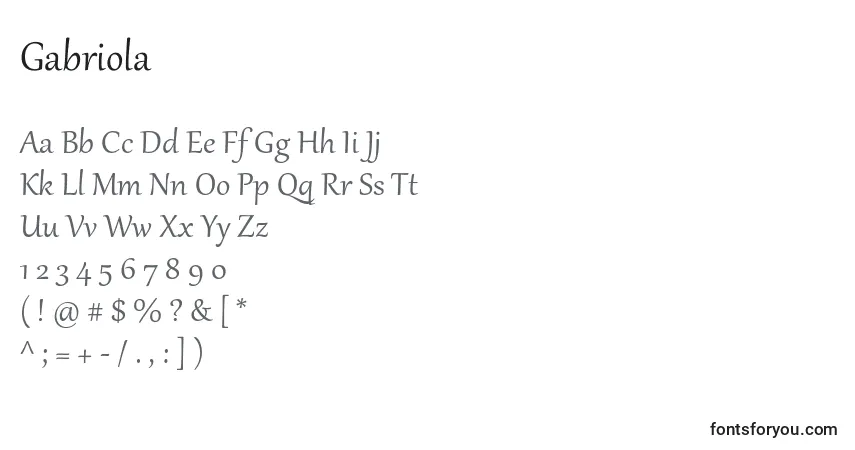 Шрифт Gabriola – алфавит, цифры, специальные символы