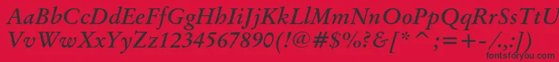 Fonte OriginalgaramondcbtBolditalic – fontes pretas em um fundo vermelho
