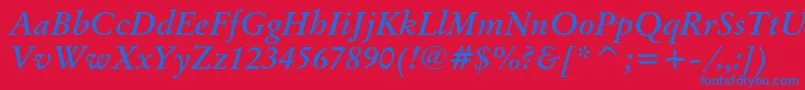 OriginalgaramondcbtBolditalic Font – Blue Fonts on Red Background