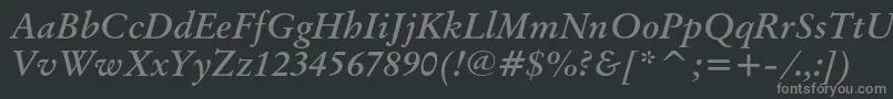 フォントOriginalgaramondcbtBolditalic – 黒い背景に灰色の文字