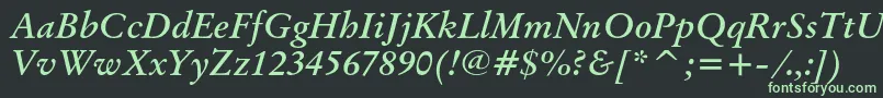 OriginalgaramondcbtBolditalic Font – Green Fonts on Black Background