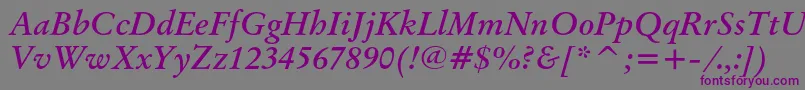 OriginalgaramondcbtBolditalic Font – Purple Fonts on Gray Background