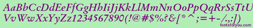 OriginalgaramondcbtBolditalic Font – Purple Fonts on Green Background