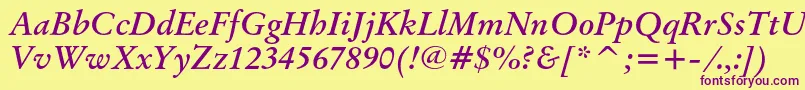 OriginalgaramondcbtBolditalic Font – Purple Fonts on Yellow Background