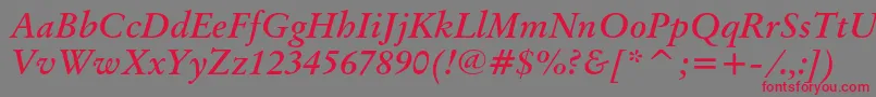フォントOriginalgaramondcbtBolditalic – 赤い文字の灰色の背景