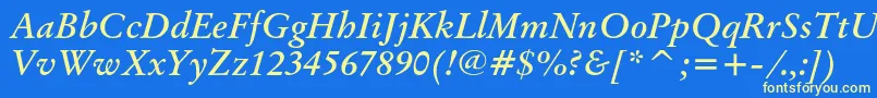 Fonte OriginalgaramondcbtBolditalic – fontes amarelas em um fundo azul