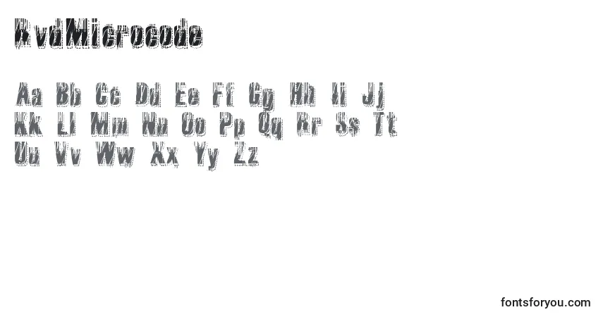 Czcionka RvdMicrocode – alfabet, cyfry, specjalne znaki