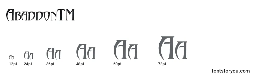AbaddonTM Font Sizes