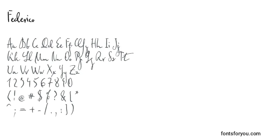 Schriftart Federico – Alphabet, Zahlen, spezielle Symbole
