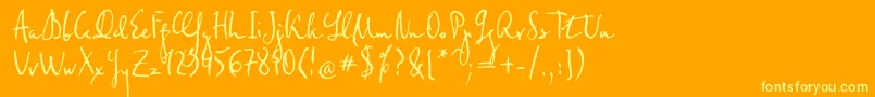 Federico-Schriftart – Gelbe Schriften auf orangefarbenem Hintergrund