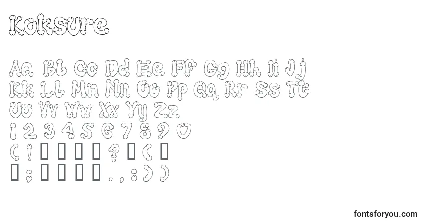 Czcionka Koksure – alfabet, cyfry, specjalne znaki