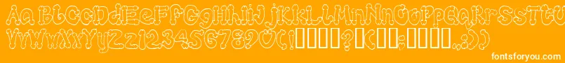 Koksure-Schriftart – Weiße Schriften auf orangefarbenem Hintergrund