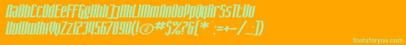 SfIronGothicExtendedOblique Font – Green Fonts on Orange Background