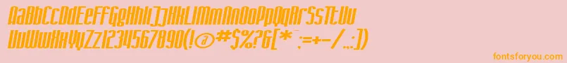 フォントSfIronGothicExtendedOblique – オレンジの文字がピンクの背景にあります。