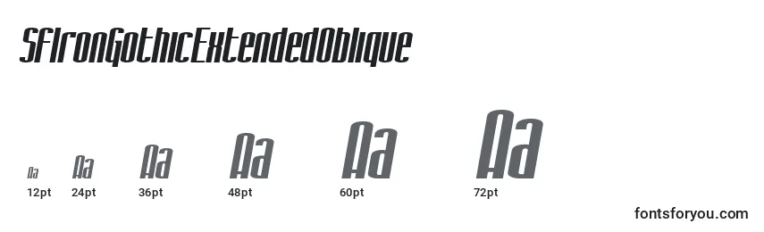 Размеры шрифта SfIronGothicExtendedOblique