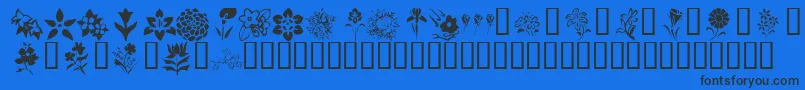 KrBlossoms1-Schriftart – Schwarze Schriften auf blauem Hintergrund