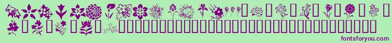 KrBlossoms1-Schriftart – Violette Schriften auf grünem Hintergrund