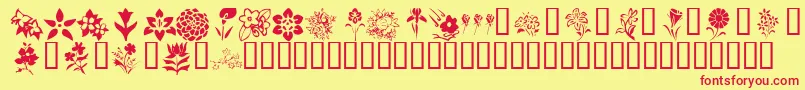 KrBlossoms1 Font – Red Fonts on Yellow Background