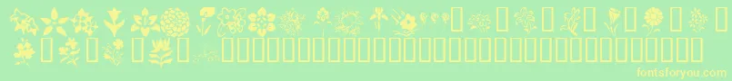 KrBlossoms1 Font – Yellow Fonts on Green Background