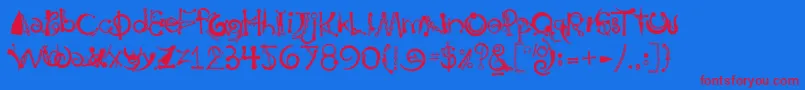 BodyPiercingChains Font – Red Fonts on Blue Background