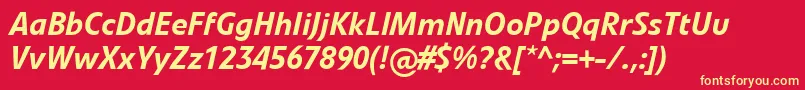 LinotypevetoMediumitalic Font – Yellow Fonts on Red Background