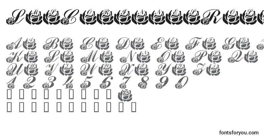 Czcionka LmsCorinnesRoses – alfabet, cyfry, specjalne znaki