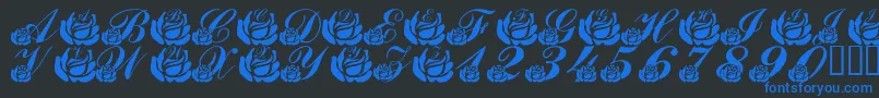 LmsCorinnesRoses Font – Blue Fonts on Black Background