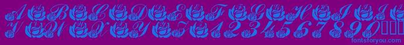 LmsCorinnesRoses Font – Blue Fonts on Purple Background