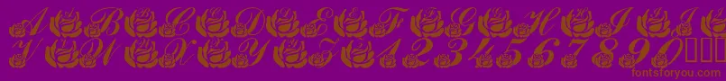 LmsCorinnesRoses-Schriftart – Braune Schriften auf violettem Hintergrund