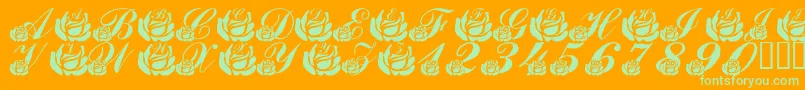 フォントLmsCorinnesRoses – オレンジの背景に緑のフォント