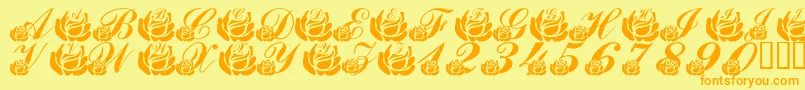 LmsCorinnesRoses Font – Orange Fonts on Yellow Background