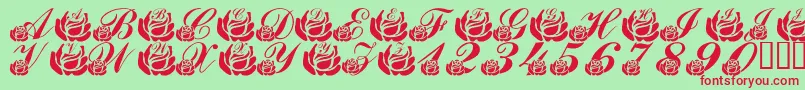LmsCorinnesRoses Font – Red Fonts on Green Background