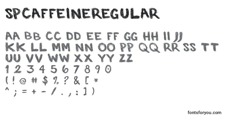 Schriftart SpCaffeineRegular – Alphabet, Zahlen, spezielle Symbole