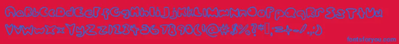 Bloop-Schriftart – Blaue Schriften auf rotem Hintergrund