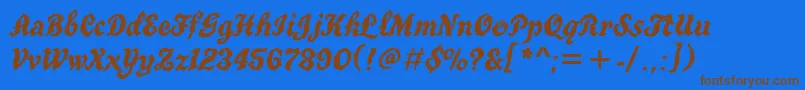 フォントTruegrititt – 茶色の文字が青い背景にあります。