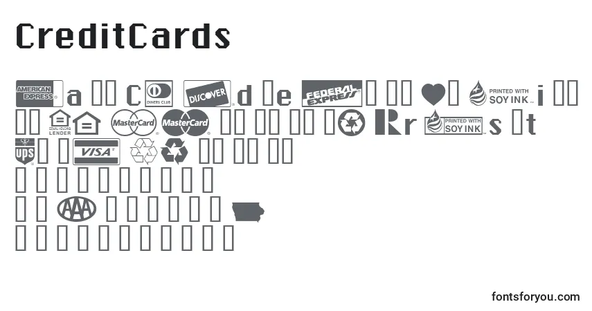 CreditCards-fontti – aakkoset, numerot, erikoismerkit