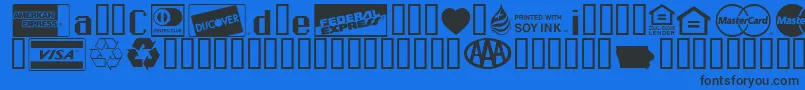 フォントCreditCards – 黒い文字の青い背景