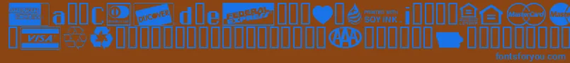 フォントCreditCards – 茶色の背景に青い文字