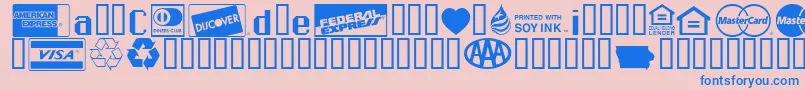 フォントCreditCards – ピンクの背景に青い文字