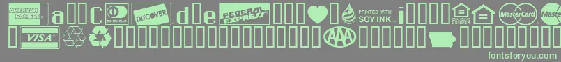 フォントCreditCards – 灰色の背景に緑のフォント