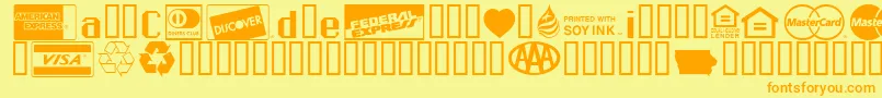CreditCards-Schriftart – Orangefarbene Schriften auf gelbem Hintergrund