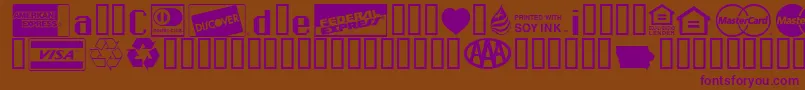 フォントCreditCards – 紫色のフォント、茶色の背景